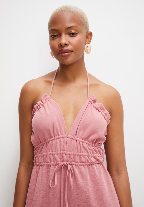 MILLA - Boho ruched jumpsuit - dusty rose