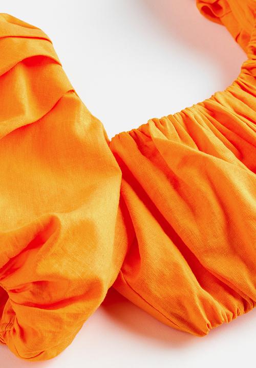 H&M - Linen-blend crop top - orange