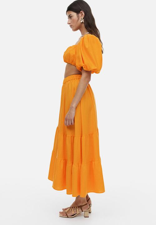H&M - Linen-blend crop top - orange