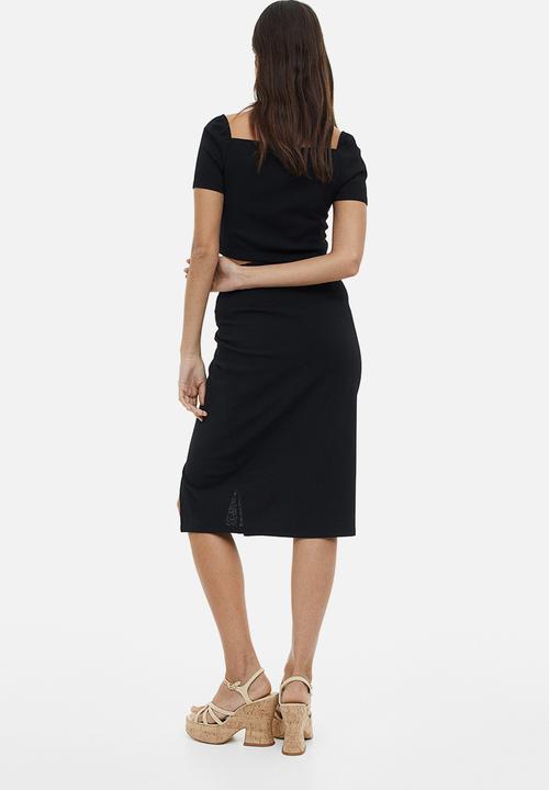 H&M - Square-neck cropped top - black
