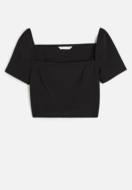 H&M - Square-neck cropped top - black