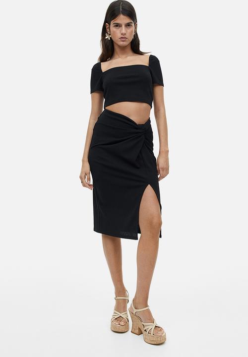H&M - Square-neck cropped top - black
