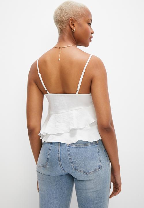 MILLA - Asym frill cami - ivory