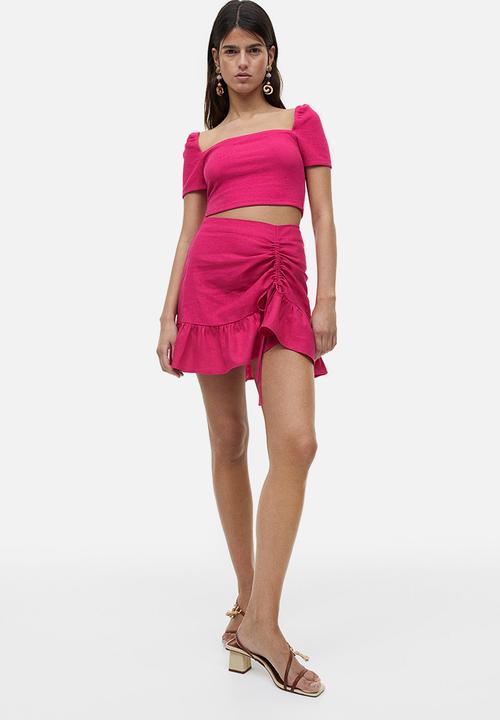 H&M - Square-neck cropped top - cerise 