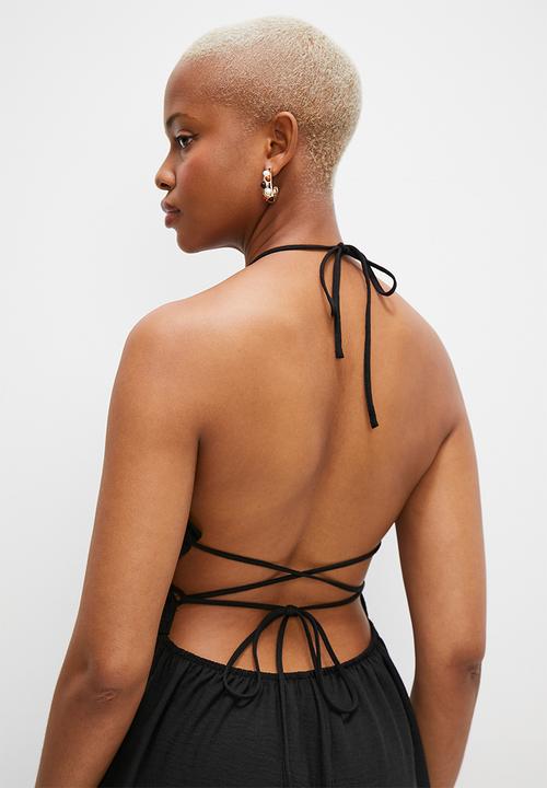 MILLA - Boho ruched jumpsuit - black