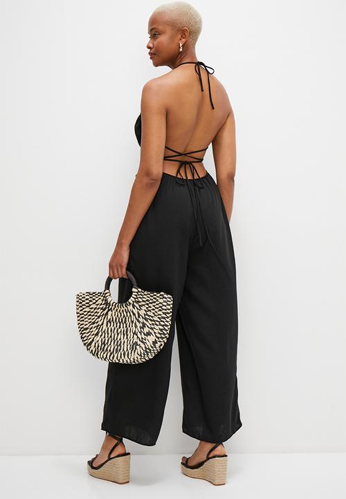 MILLA - Boho ruched jumpsuit - black