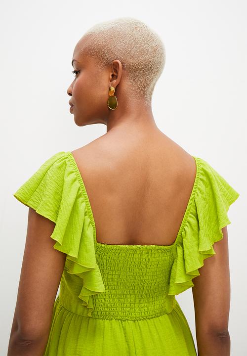 MILLA - Tiered dress with ruffle detail - lime