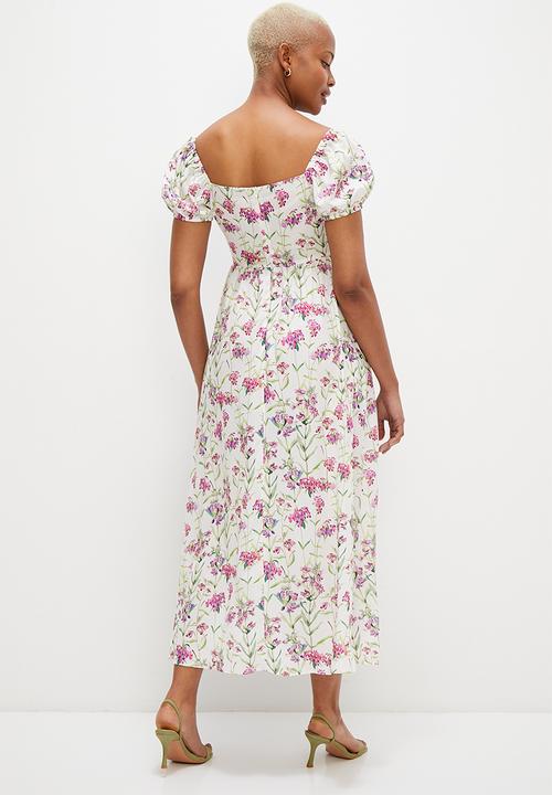 MILLA - Corset detail midi dress - pink botanical