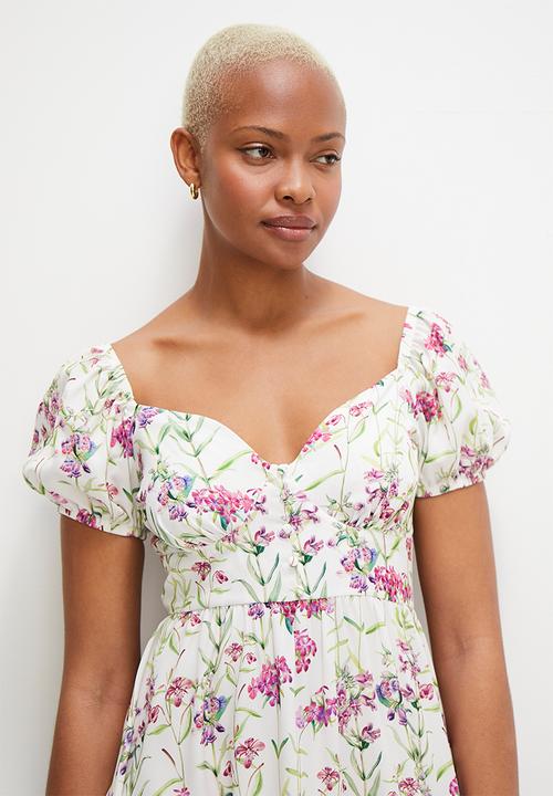 MILLA - Corset detail midi dress - pink botanical