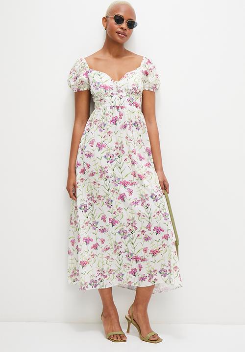 MILLA - Corset detail midi dress - pink botanical
