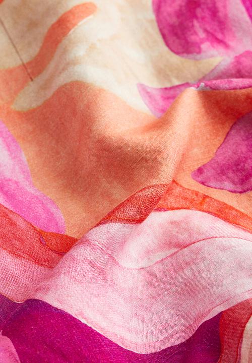 H&M - Off-the-shoulder dress - cerise/leaf-patterned