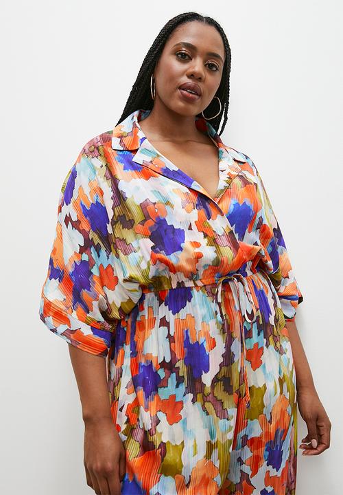 Superbalist - Relaxed printed short sleeve jumpsuit -Abstract colour smudge 