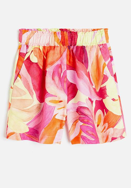 H&M - Pull-on shorts - pink leaf-patterned
