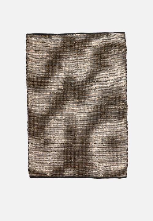 Sixth Floor - Cotton & jute rug - black & natural
