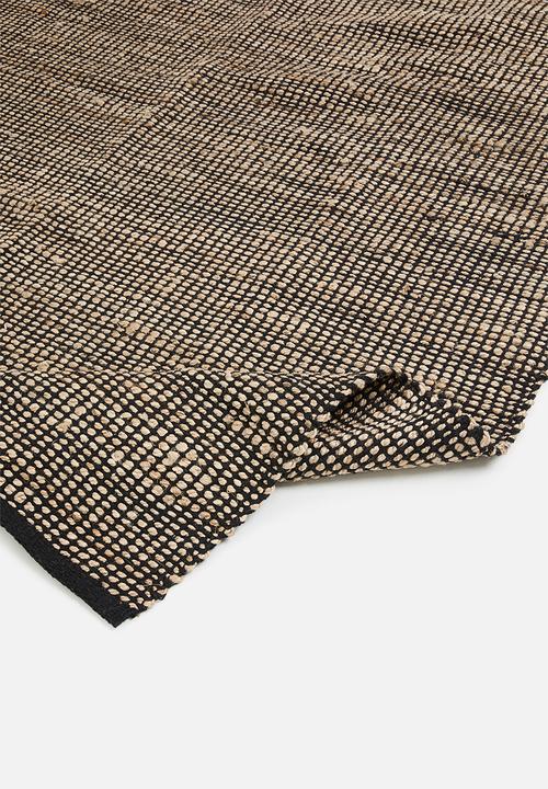 Sixth Floor - Cotton & jute rug - black & natural