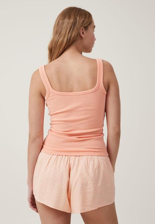 Cotton On - Henley Sleep Tank - Nectarine Orange