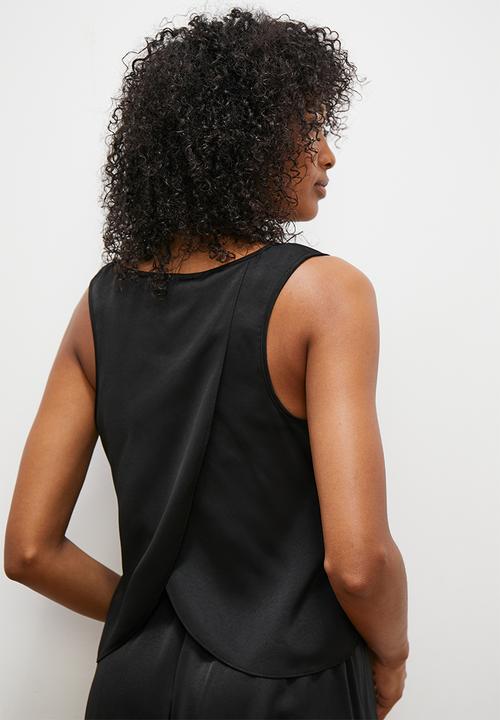 edit - Satin vest and short set - black