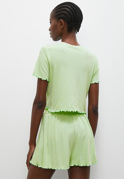 Superbalist - Fitted rib tee & boxer short - sage