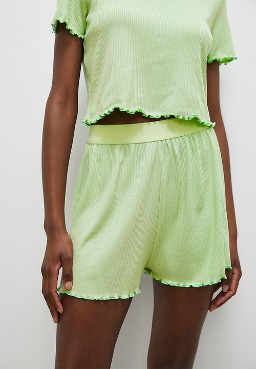 Superbalist - Fitted rib tee & boxer short - sage