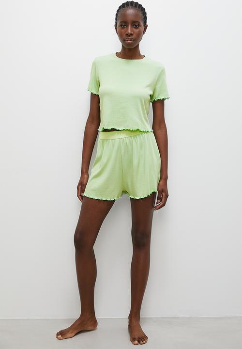 Superbalist - Fitted rib tee & boxer short - sage