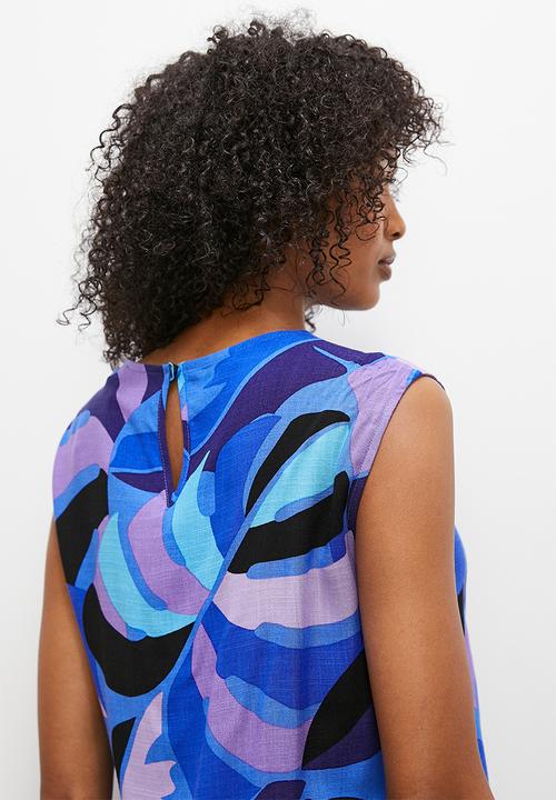 edit - Basic woven shell - blues abstract