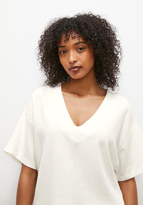 edit - Oversized linen boxy tee - cream
