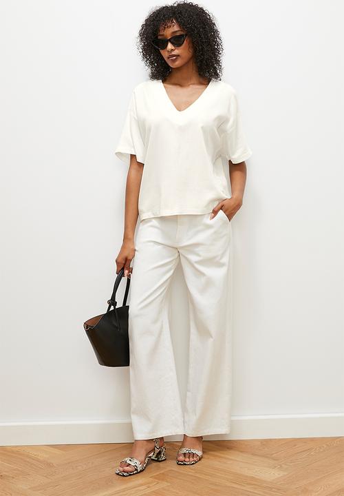 edit - Oversized linen boxy tee - cream