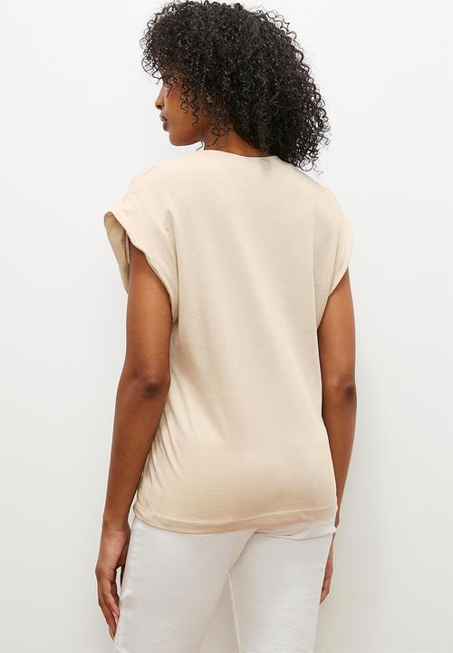 edit - V neck tee - stone