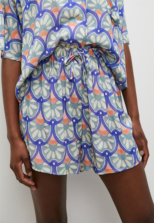Superbalist - Printed shirt & short set - blue mediterranean