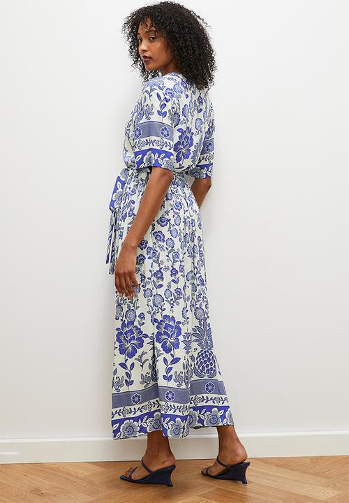 edit - Fit and flare shirt dress - boho border print