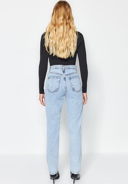 Trendyol - High rise straight leg jeans - blue