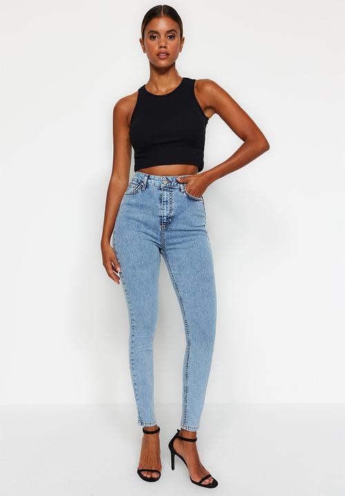 Trendyol - Skinny jeans high rise fit - blue