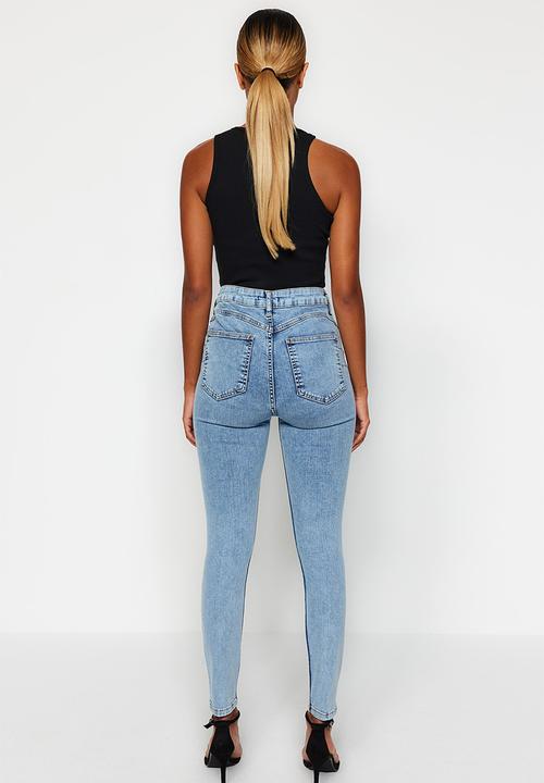 Trendyol - Skinny jeans high rise fit - blue
