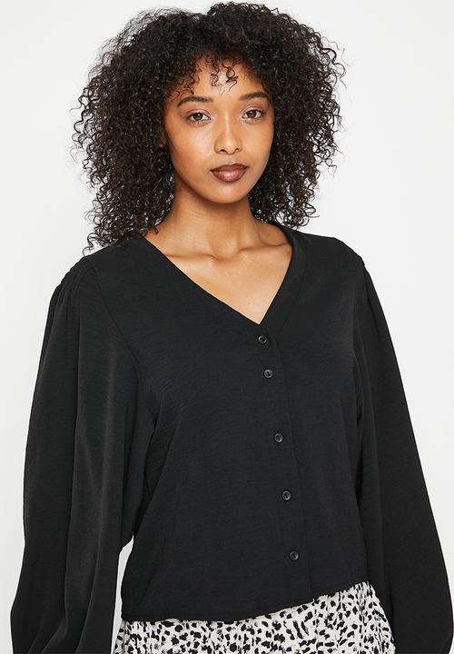 Me&B - Bellow sleeve blouse with shoulder detail - black