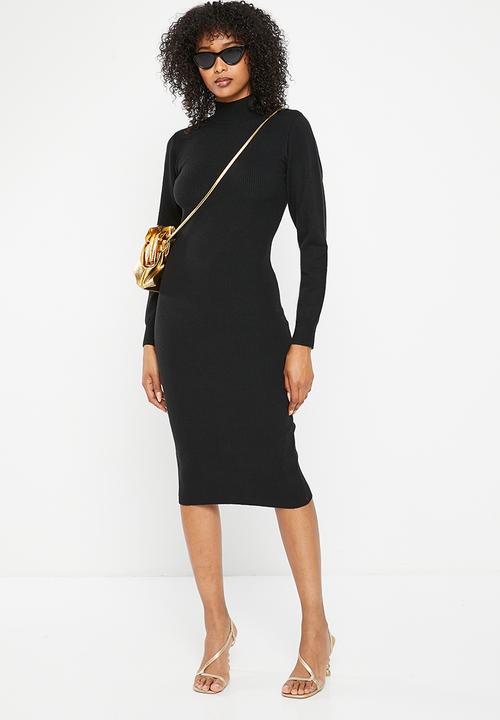Missguided - High neck open back midaxi dress - black