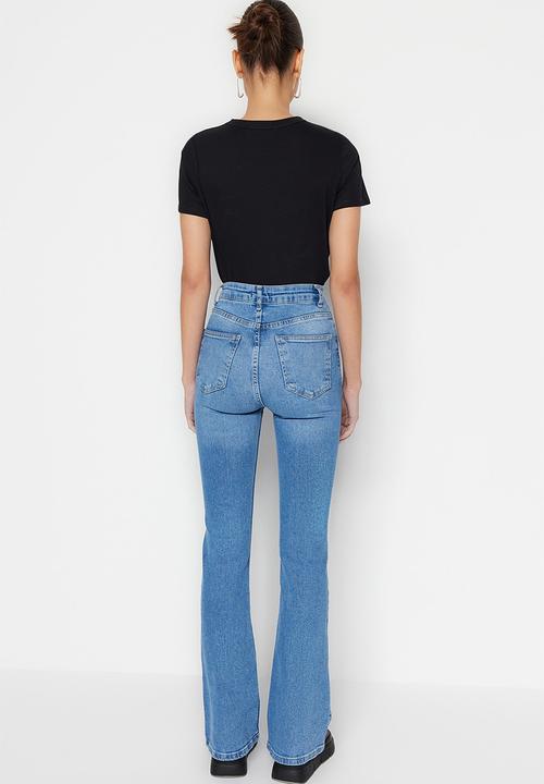 Trendyol - High rise wide leg jeans - blue