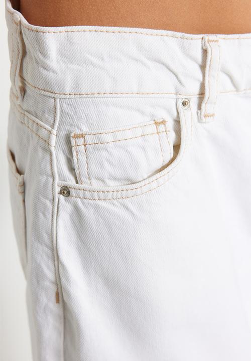 Trendyol - Denim midi skirt - white