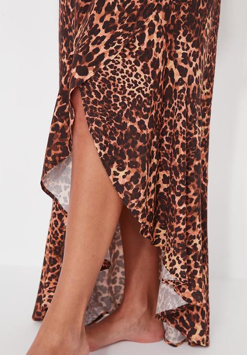 Trendyol - Animal print ruffle hem maxi skirt - multi