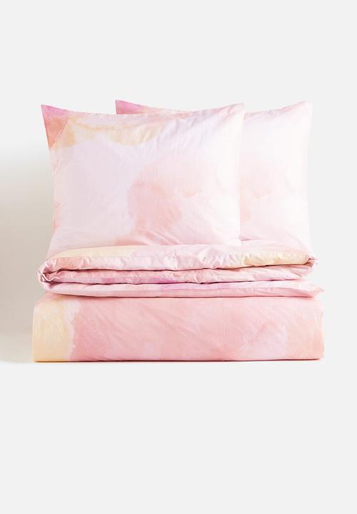 H&M - Patterned double/king size duvet cover set - powder pink patterned
