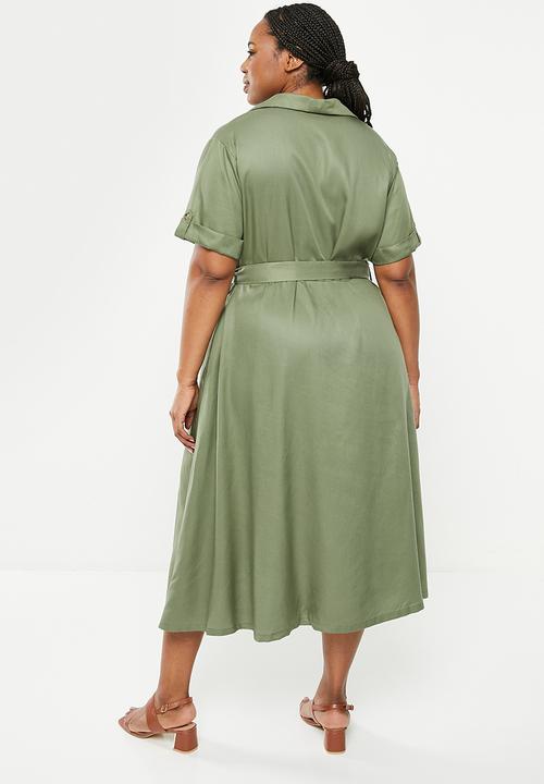 POLO - Plus Ariana Ss Dress - Fatigue
