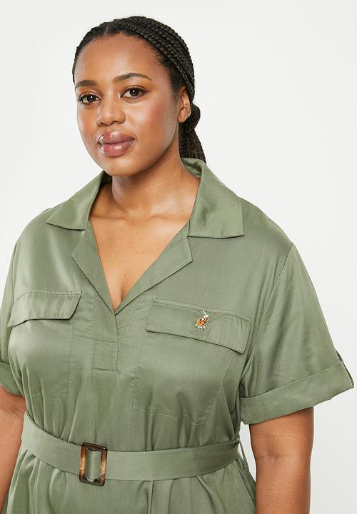 POLO - Plus Ariana Ss Dress - Fatigue