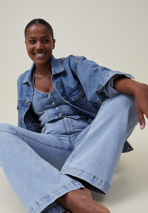 Cotton On - Plus curvy stretch bootleg flare jean - bondi blue