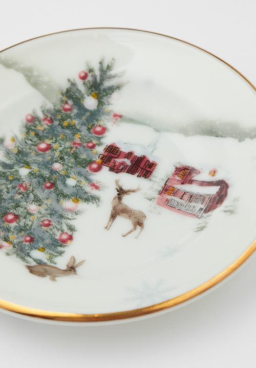 H&M - Small porcelain dish - white christmas tree 