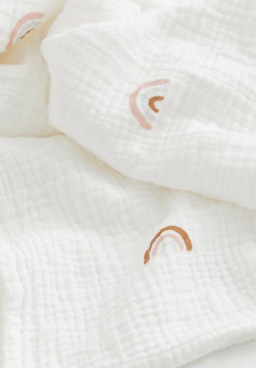 H&M - Printed muslin blanket - white rainbows