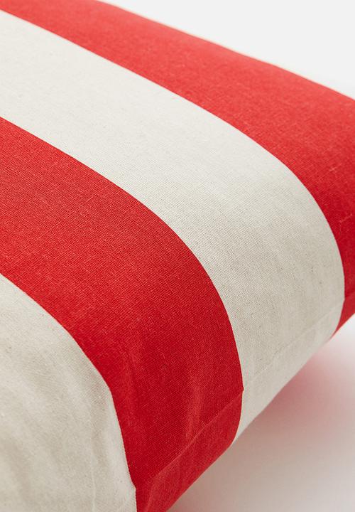 H&M - Linen-blend cushion cover - white & red striped 