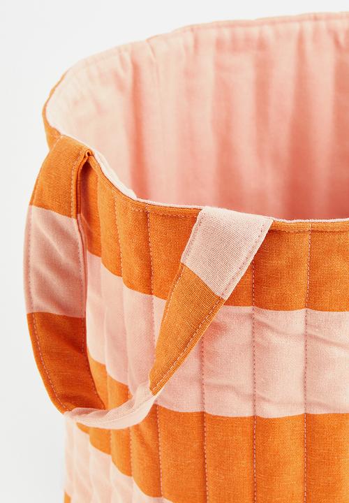 H&M - Quilted cotton storage basket - powder pink & orange 