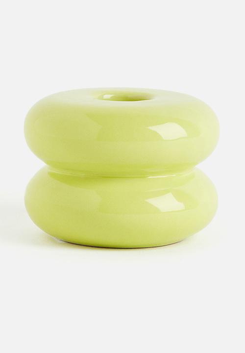 Stoneware candlestick - lime green