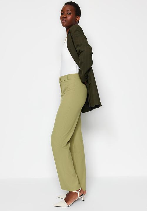 Trendyol - High rise straight leg trousers - green