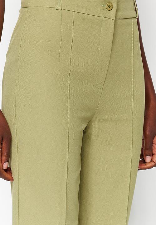 Trendyol - High rise straight leg trousers - green