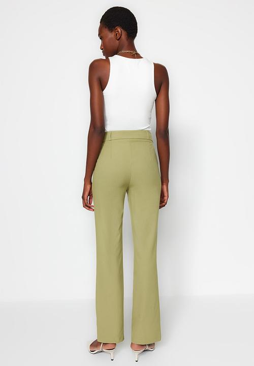 Trendyol - High rise straight leg trousers - green